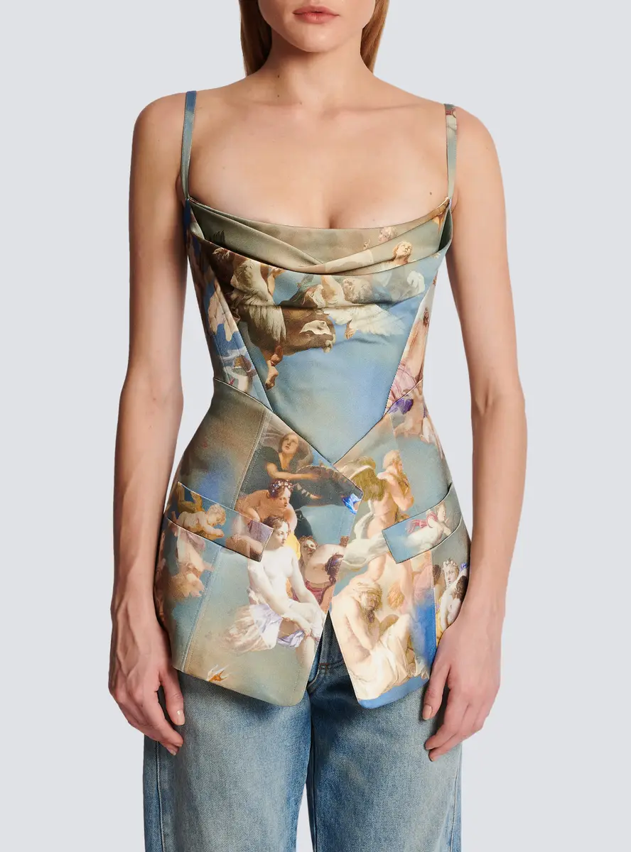 Balmain Sky printed satin corset top | Thumbnail 8 Balmain Sky printed satin corset top | Thumbnail 8