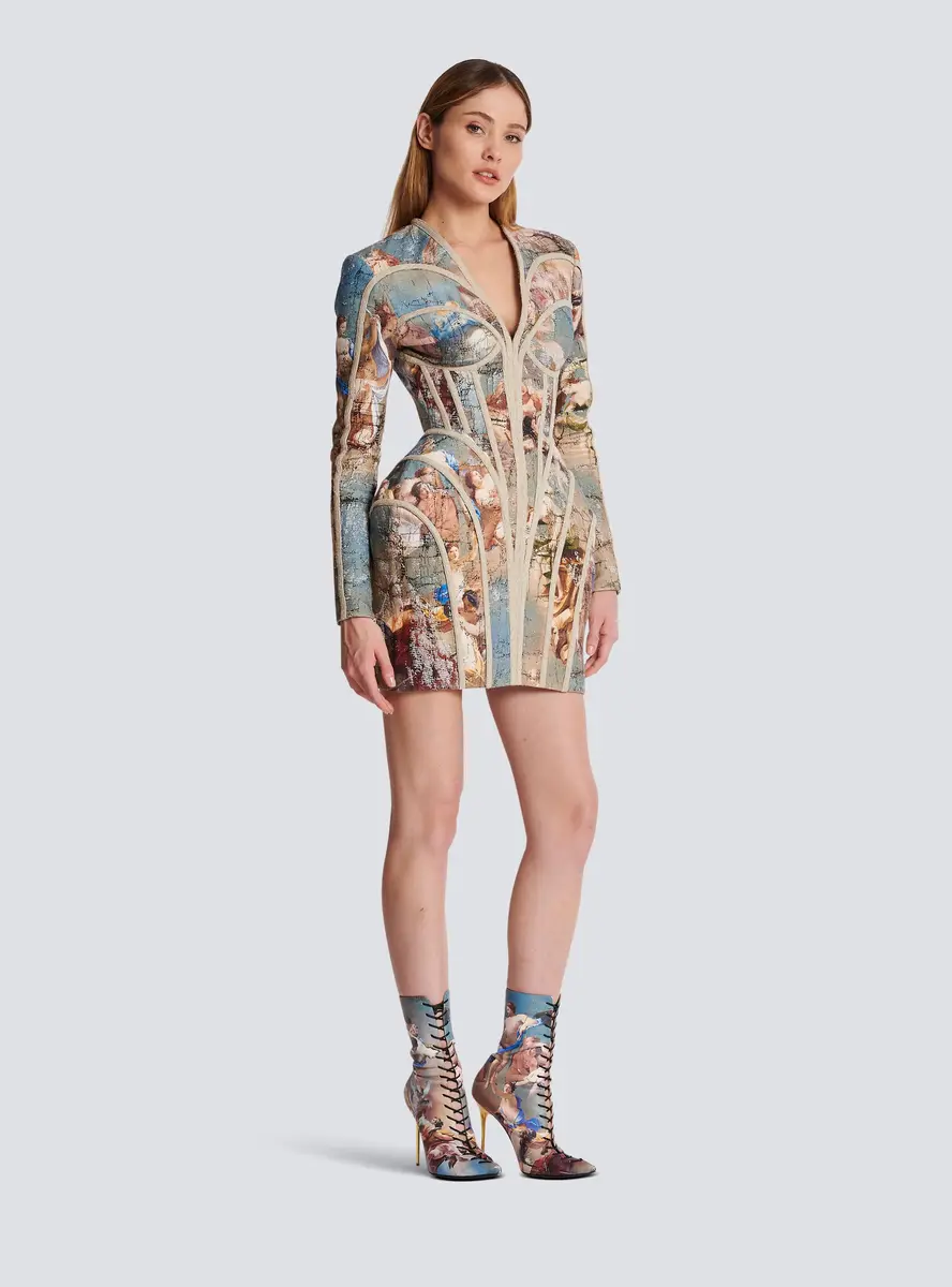 Balmain Sky printed linen cage dress | Thumbnail 3 Balmain Sky printed linen cage dress | Thumbnail 3