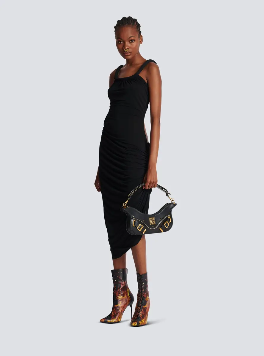 Balmain Long draped jersey dress | Thumbnail 2 Balmain Long draped jersey dress | Thumbnail 2