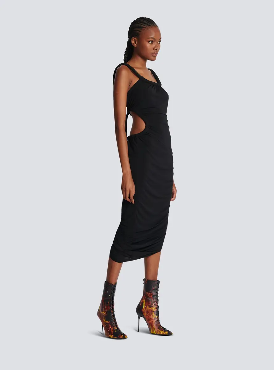 Balmain Long draped jersey dress | Thumbnail 3 Balmain Long draped jersey dress | Thumbnail 3