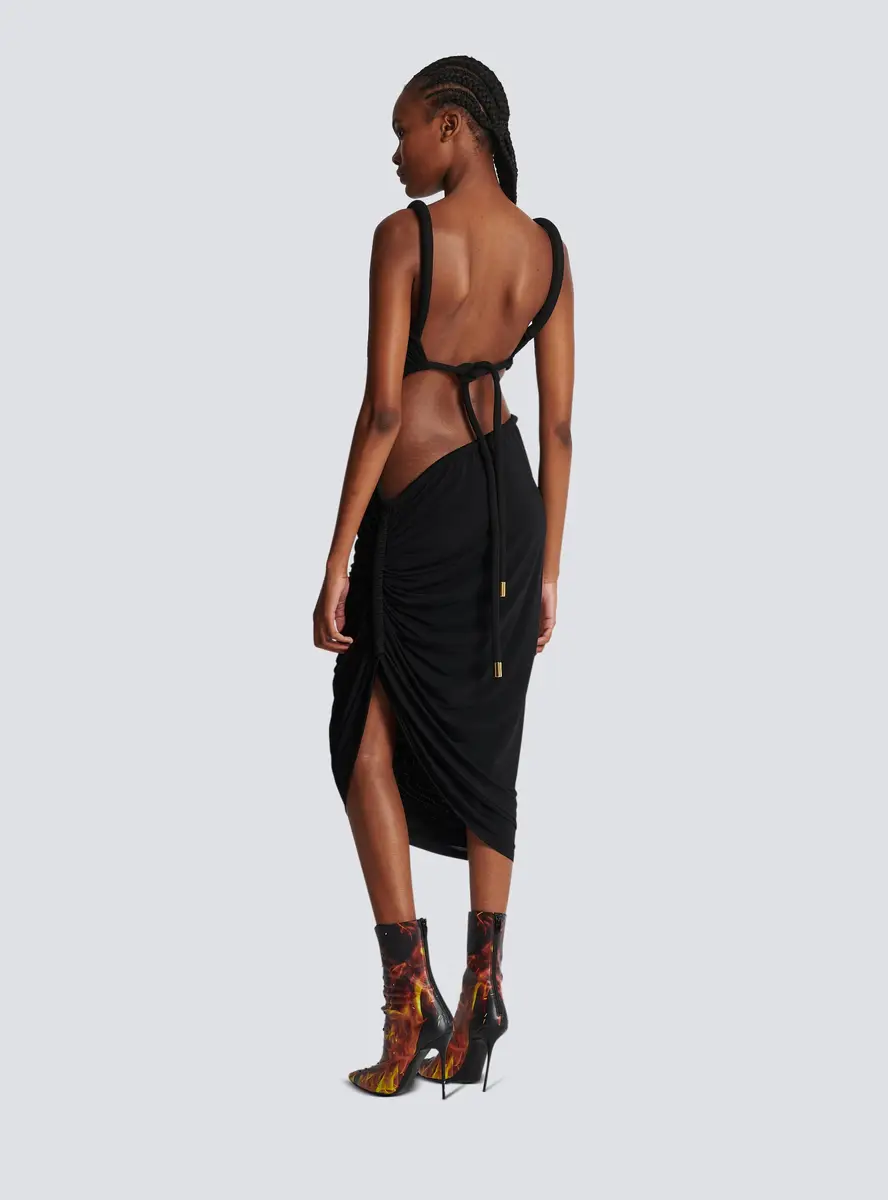 Balmain Long draped jersey dress | Thumbnail 4 Balmain Long draped jersey dress | Thumbnail 4
