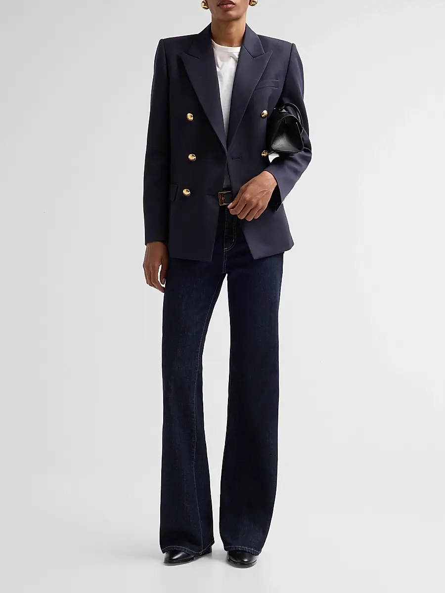 Nili Lotan Women's Bruni Wool Double-Breasted Blazer | Thumbnail 2