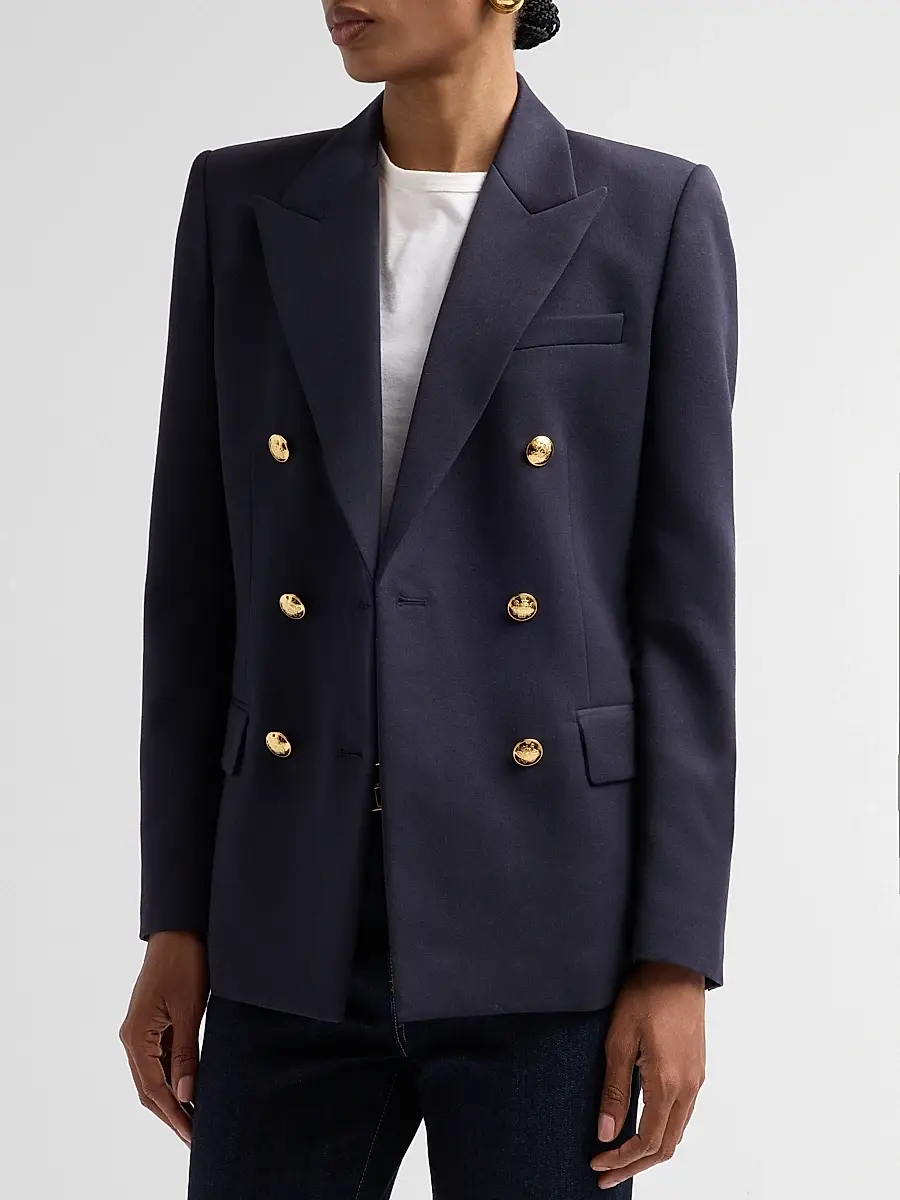 Nili Lotan Women's Bruni Wool Double-Breasted Blazer | Thumbnail 4