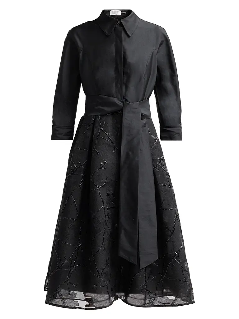 Teri Jon by Rickie Freeman Women's Taffeta Cocktail Midi Shirtdress - Black - Size 18 | Image 1 Teri Jon by Rickie Freeman Women's Taffeta Cocktail Midi Shirtdress - Black - Size 18 | Image 1