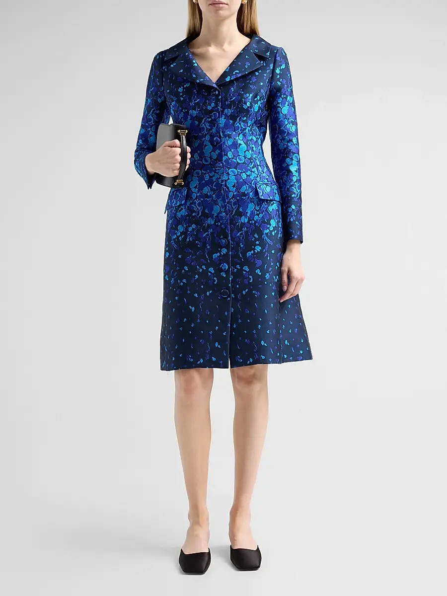 Teri Jon by Rickie Freeman Women's Abstract Print Mikado Knee-Length Coat Dress | Thumbnail 2 Teri Jon by Rickie Freeman Women's Abstract Print Mikado Knee-Length Coat Dress | Thumbnail 2