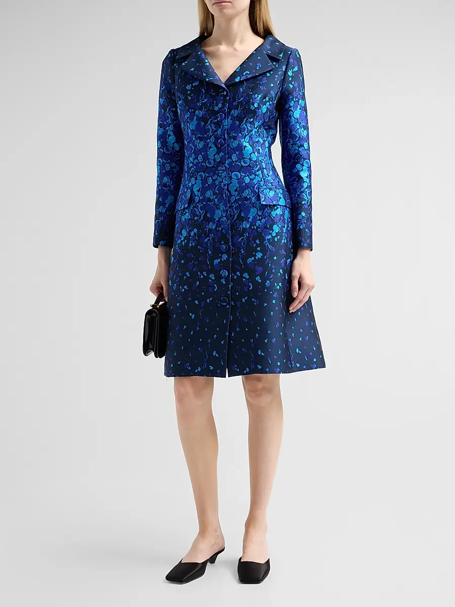 Teri Jon by Rickie Freeman Women's Abstract Print Mikado Knee-Length Coat Dress | Thumbnail 4 Teri Jon by Rickie Freeman Women's Abstract Print Mikado Knee-Length Coat Dress | Thumbnail 4