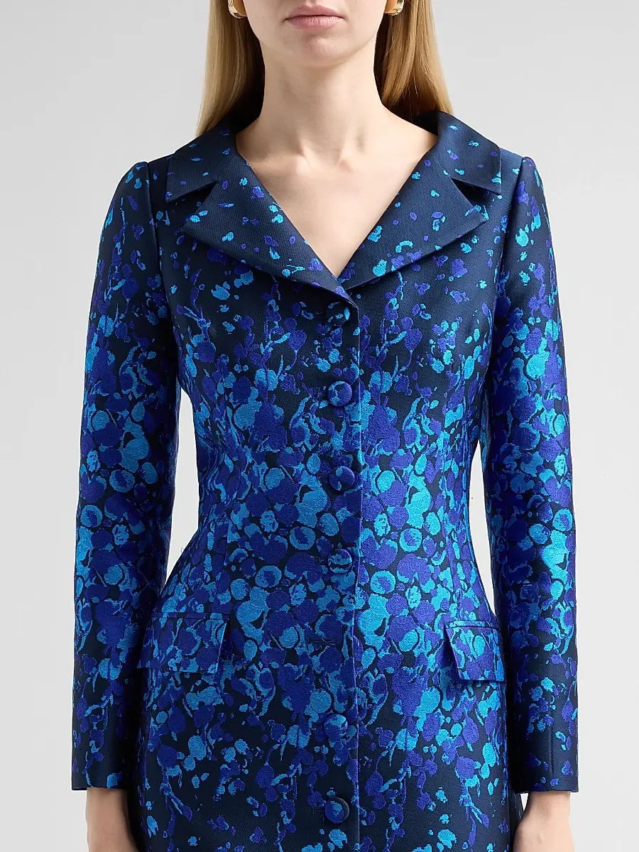Teri Jon by Rickie Freeman Women's Abstract Print Mikado Knee-Length Coat Dress | Thumbnail 5 Teri Jon by Rickie Freeman Women's Abstract Print Mikado Knee-Length Coat Dress | Thumbnail 5