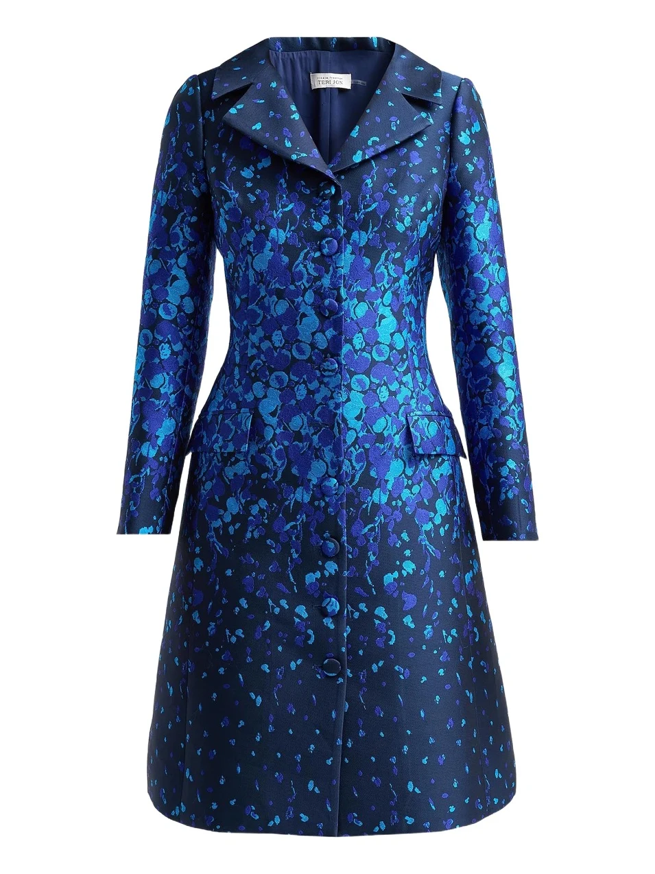 Teri Jon by Rickie Freeman Women's Abstract Print Mikado Knee-Length Coat Dress