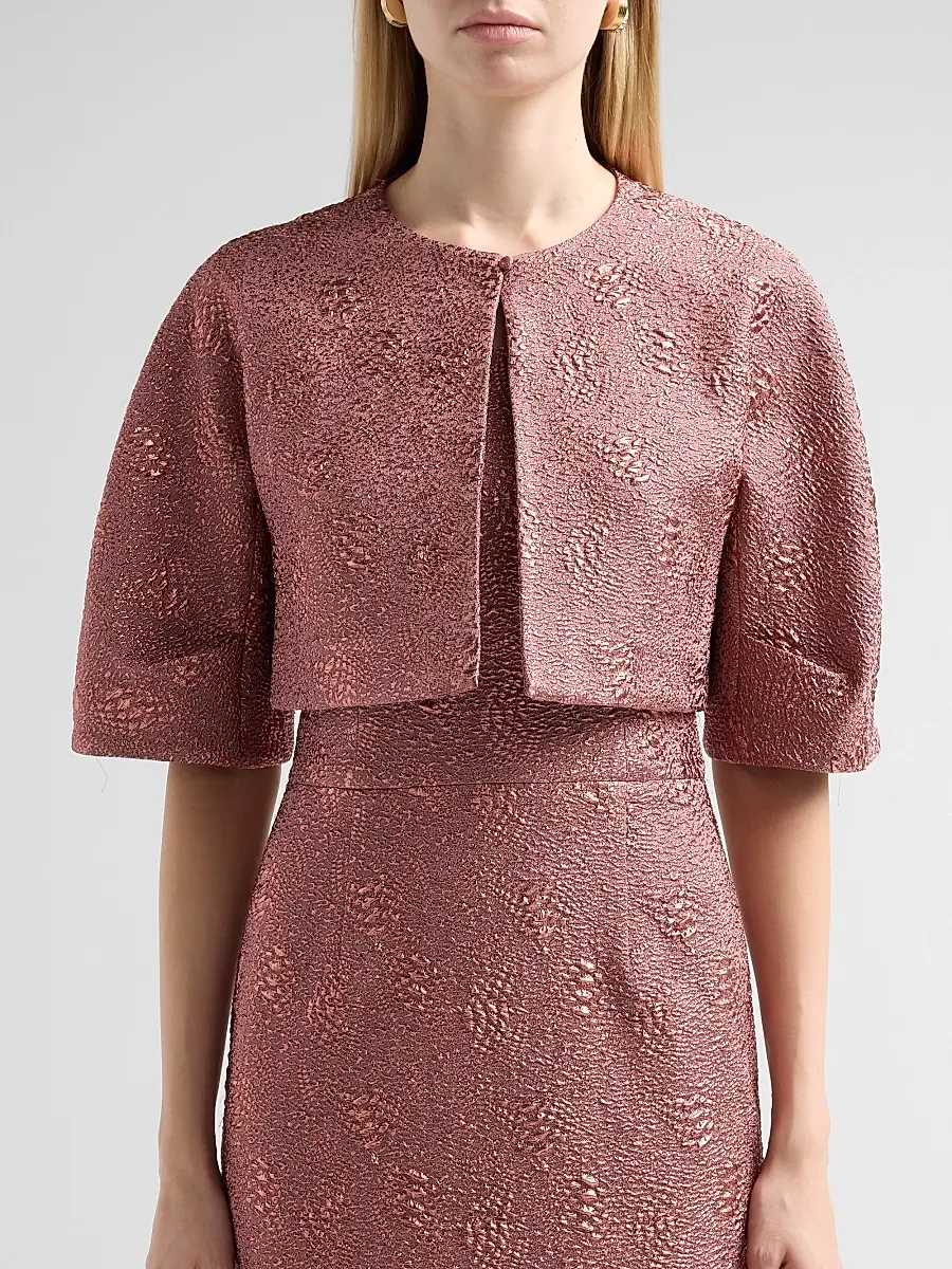 Teri Jon by Rickie Freeman Women's Metallic Jacquard Bolero Jacket | Thumbnail 5 Teri Jon by Rickie Freeman Women's Metallic Jacquard Bolero Jacket | Thumbnail 5