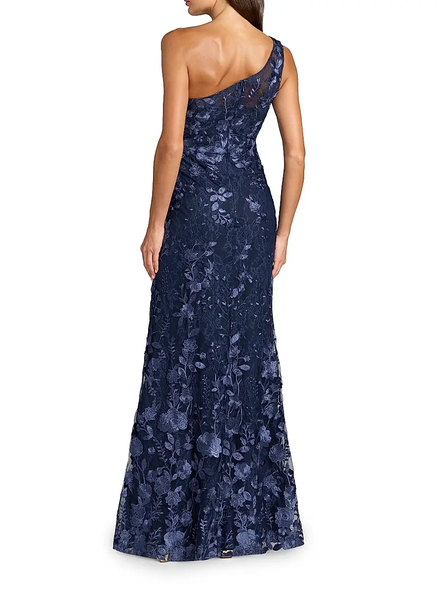 Mac Duggal Women's Peite Embellished Illusiion-Neck Long-Sleeve Gown | Thumbnail 2 Mac Duggal Women's Peite Embellished Illusiion-Neck Long-Sleeve Gown | Thumbnail 2