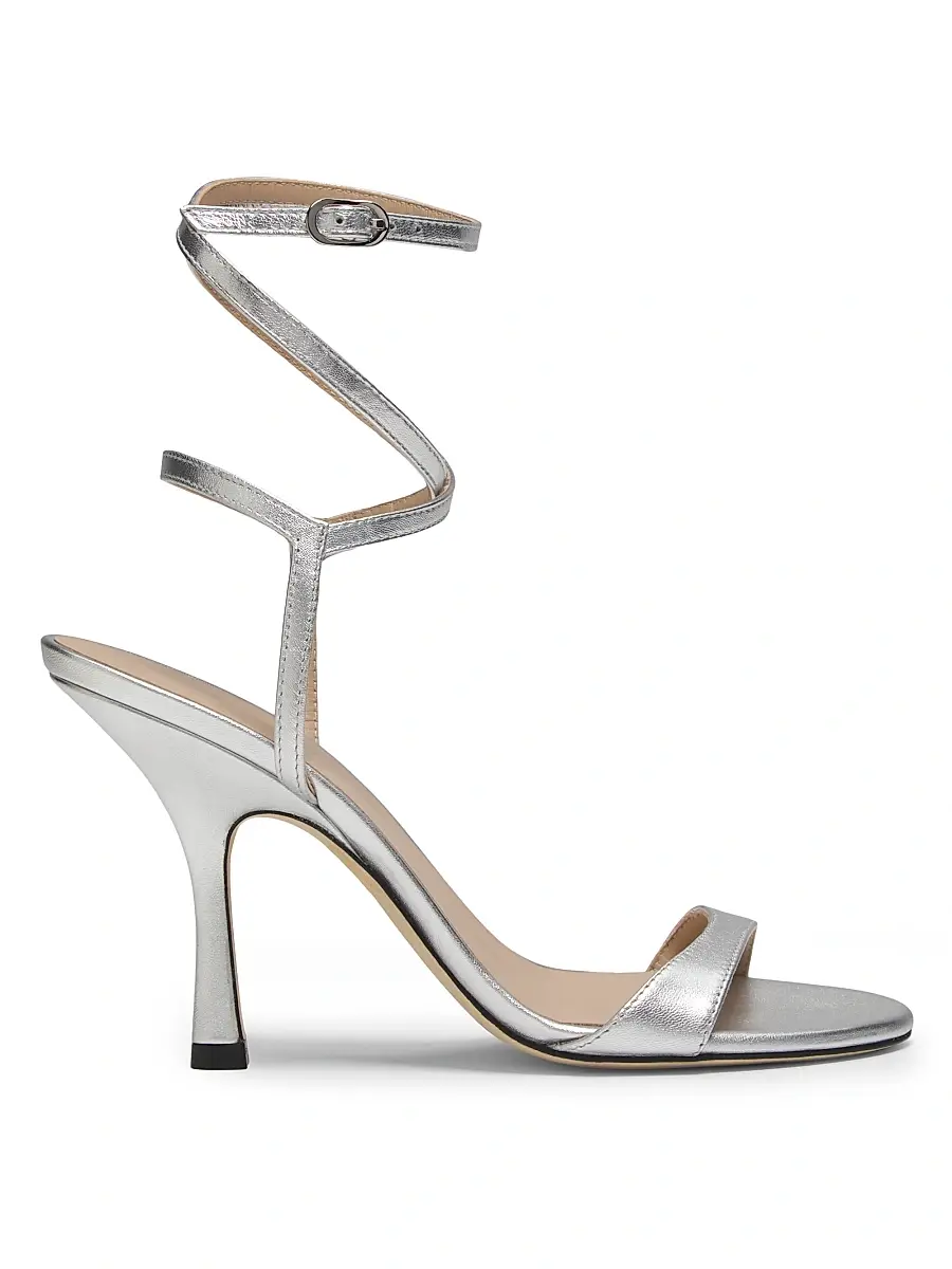 Stuart Weitzman Women's Nudist Wrap 0MM Leather Sandals - Silver | Image 1 Stuart Weitzman Women's Nudist Wrap 0MM Leather Sandals - Silver | Image 1