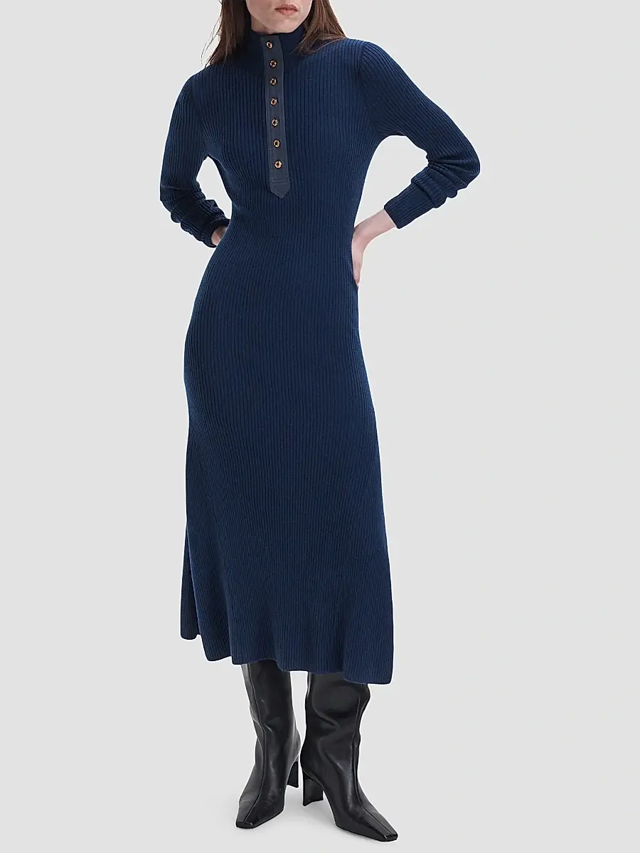 rag & bone Women's Lucy Rib-Knit A-Line Midi Dress | Thumbnail 2