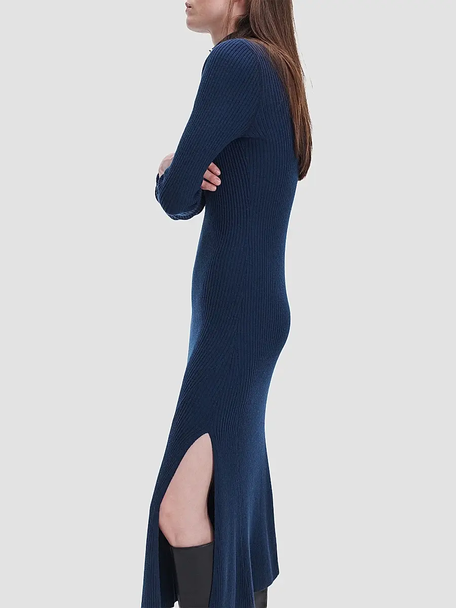 rag & bone Women's Lucy Rib-Knit A-Line Midi Dress | Thumbnail 4