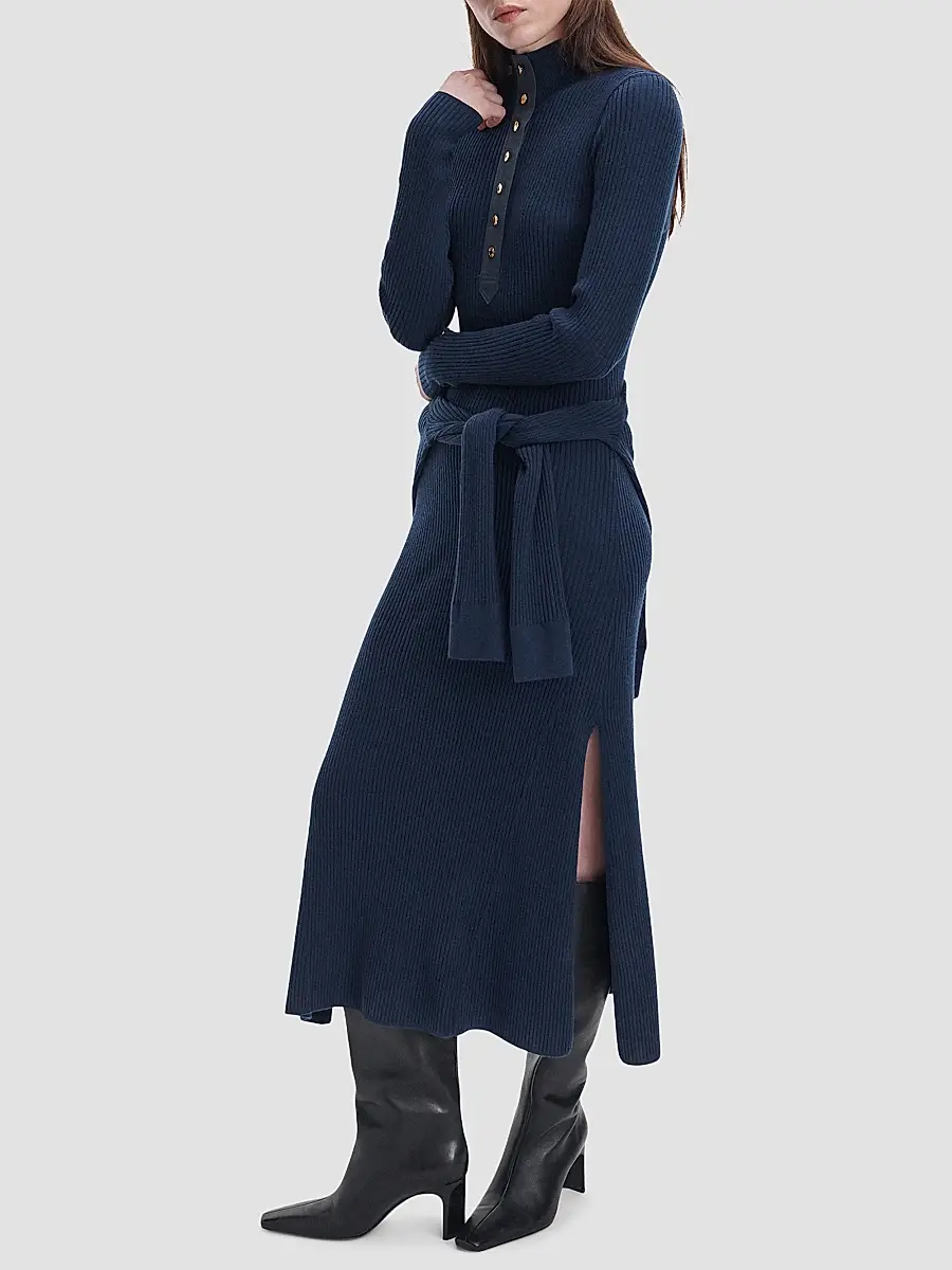 rag & bone Women's Lucy Rib-Knit A-Line Midi Dress | Thumbnail 6