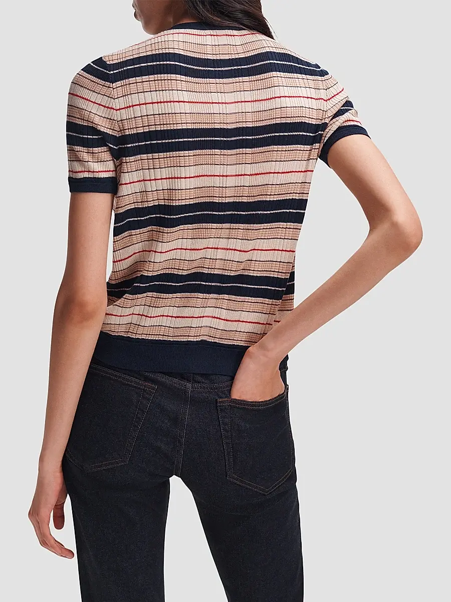 rag & bone Women's Teresa Striped Short-Sleeve Cardigan | Thumbnail 3 rag & bone Women's Teresa Striped Short-Sleeve Cardigan | Thumbnail 3