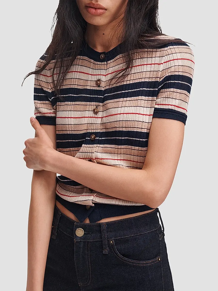 rag & bone Women's Teresa Striped Short-Sleeve Cardigan | Thumbnail 4 rag & bone Women's Teresa Striped Short-Sleeve Cardigan | Thumbnail 4