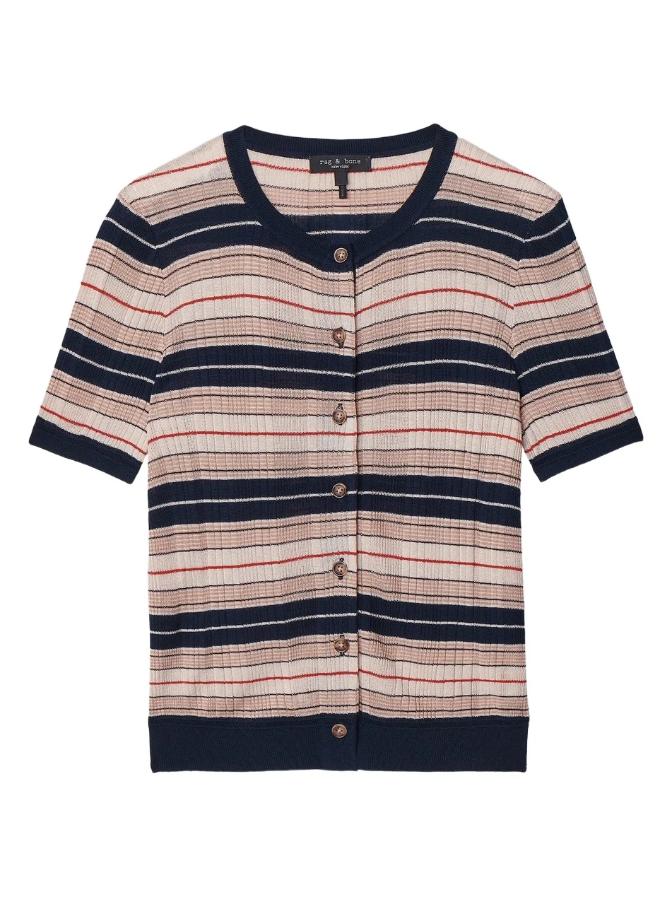 Women's Teresa Striped Short-Sleeve Cardigan Women's Teresa Striped Short-Sleeve Cardigan