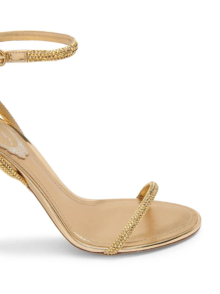 René Caovilla Women's 105MM Crystal-Embellished Satin & Leather Sandals - Golden Satin Calf Aurum Strass | Thumbnail 5 René Caovilla Women's 105MM Crystal-Embellished Satin & Leather Sandals - Golden Satin Calf Aurum Strass | Thumbnail 5