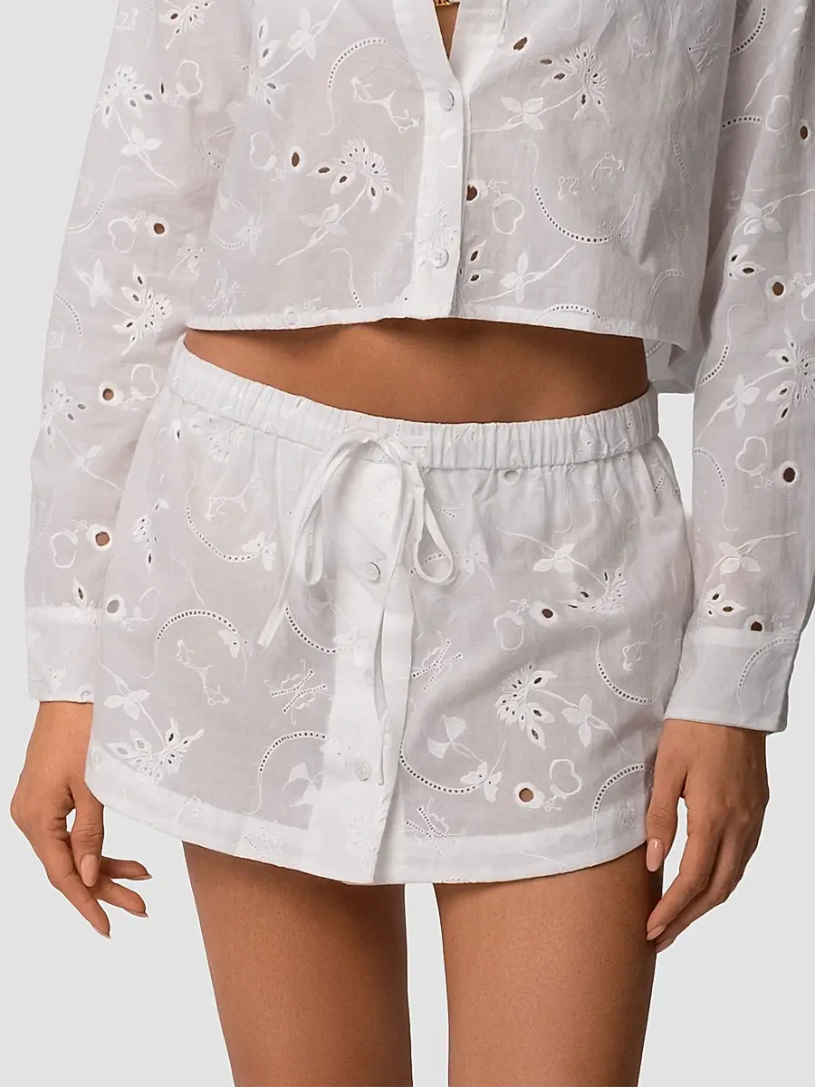 Kiki de Montparnasse Women's Simone Cotton Eyelet Mini Skirt | Thumbnail 2 Kiki de Montparnasse Women's Simone Cotton Eyelet Mini Skirt | Thumbnail 2
