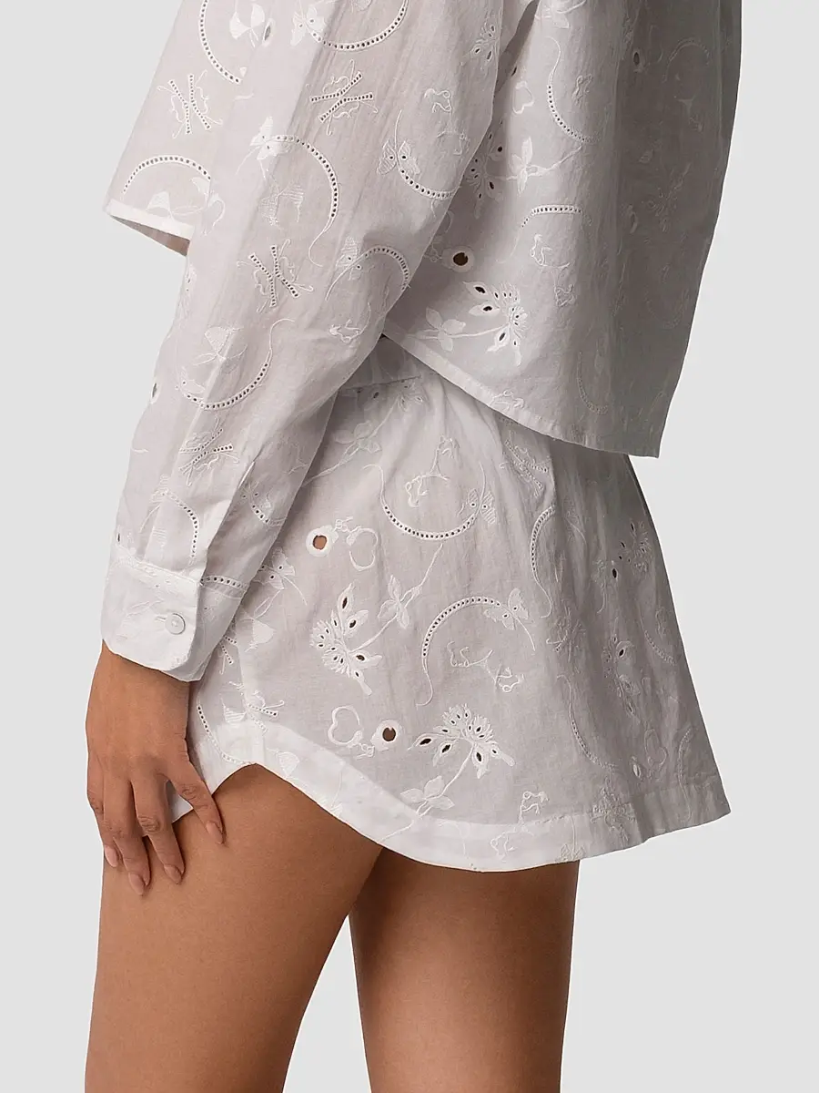 Kiki de Montparnasse Women's Simone Cotton Eyelet Mini Skirt | Thumbnail 3 Kiki de Montparnasse Women's Simone Cotton Eyelet Mini Skirt | Thumbnail 3