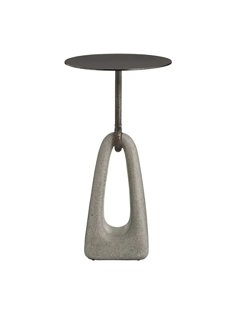 Arteriors Miles Ricestone & Bronze-Plated Iron Accent Table - Grey | Image 1 Arteriors Miles Ricestone & Bronze-Plated Iron Accent Table - Grey | Image 1