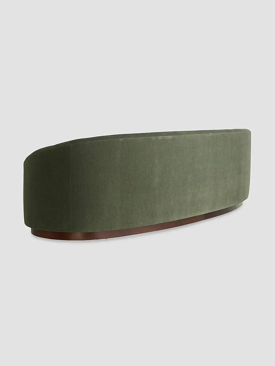 Arteriors Turner Chenille & Walnut Base Curved Sofa | Thumbnail 5 Arteriors Turner Chenille & Walnut Base Curved Sofa | Thumbnail 5