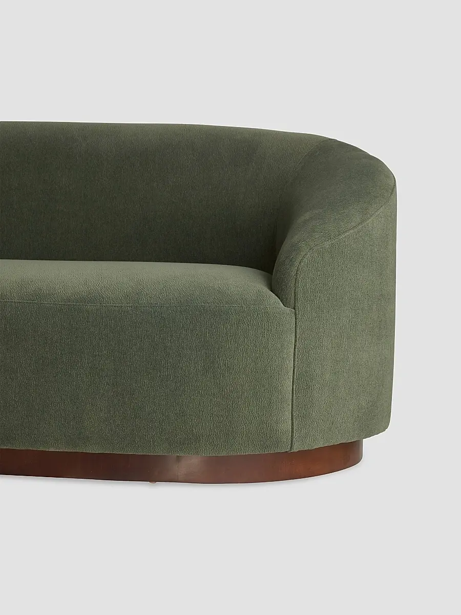 Arteriors Turner Chenille & Walnut Base Curved Sofa | Thumbnail 7 Arteriors Turner Chenille & Walnut Base Curved Sofa | Thumbnail 7