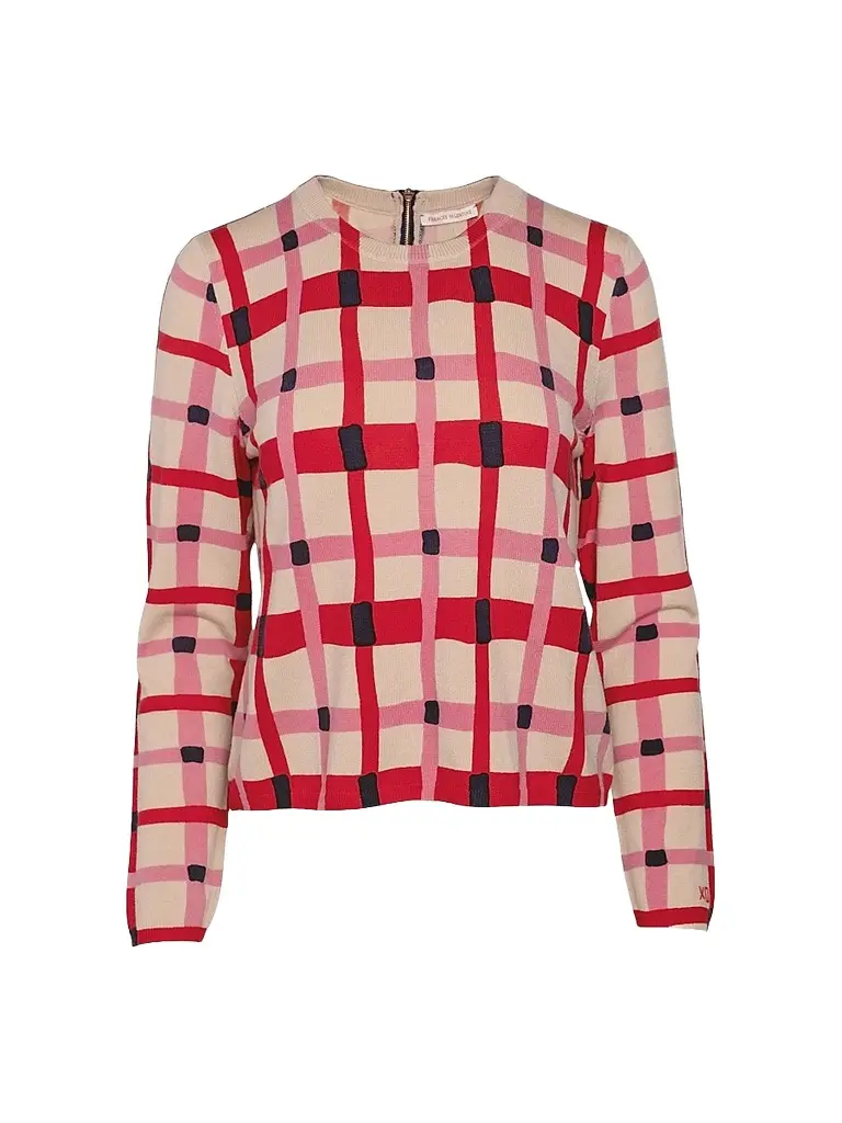 Frances Valentine Women's Honey Plaid Wool Sweater | Image 1 Frances Valentine Women's Honey Plaid Wool Sweater | Image 1