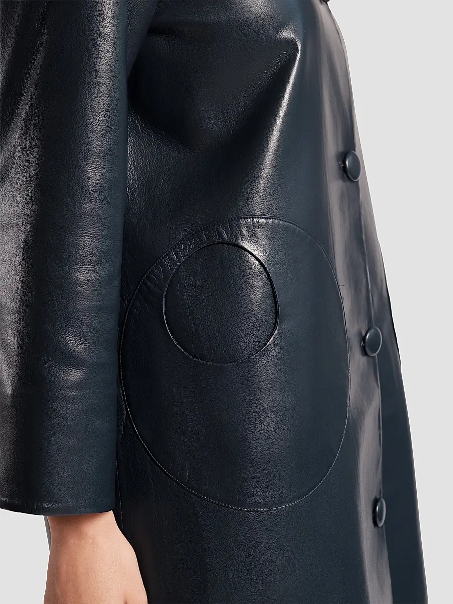 Frances Valentine Women's Mod Faux Leather Circular Pocket Jacket | Thumbnail 4 Frances Valentine Women's Mod Faux Leather Circular Pocket Jacket | Thumbnail 4