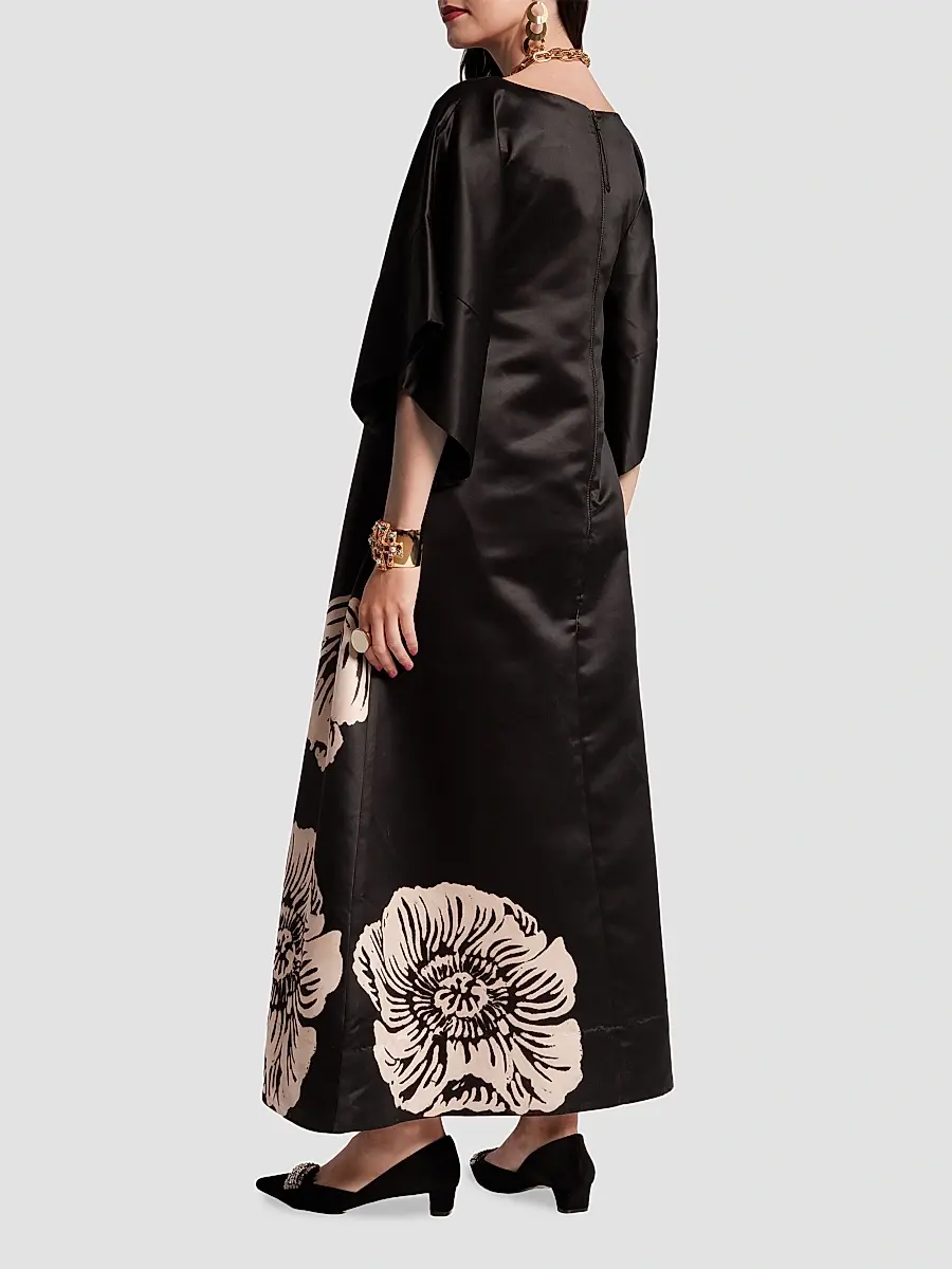 Frances Valentine Women's Spinnaker Floral Satin Maxi Dress | Thumbnail 2 Frances Valentine Women's Spinnaker Floral Satin Maxi Dress | Thumbnail 2