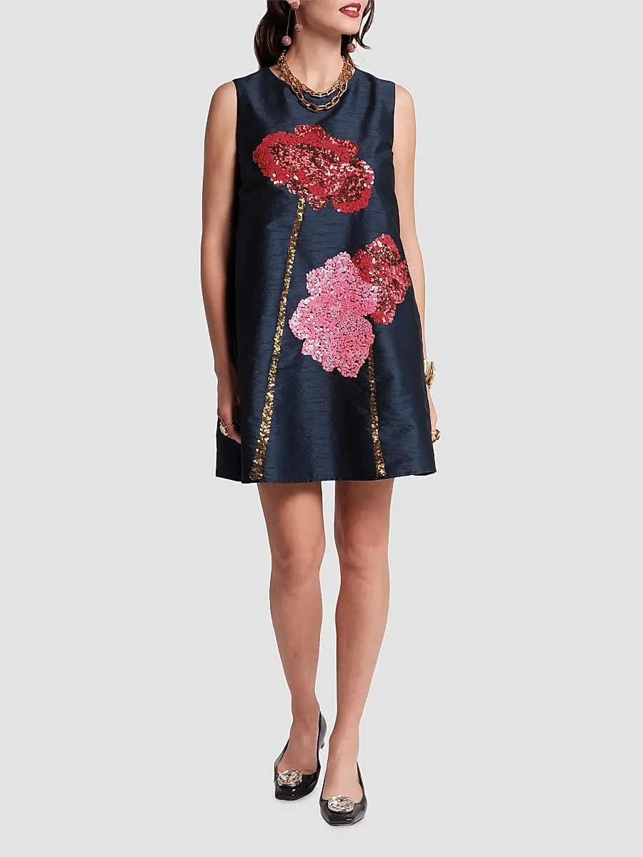 Frances Valentine Women's Alice Sequined Poppy Shift Dress | Thumbnail 2 Frances Valentine Women's Alice Sequined Poppy Shift Dress | Thumbnail 2