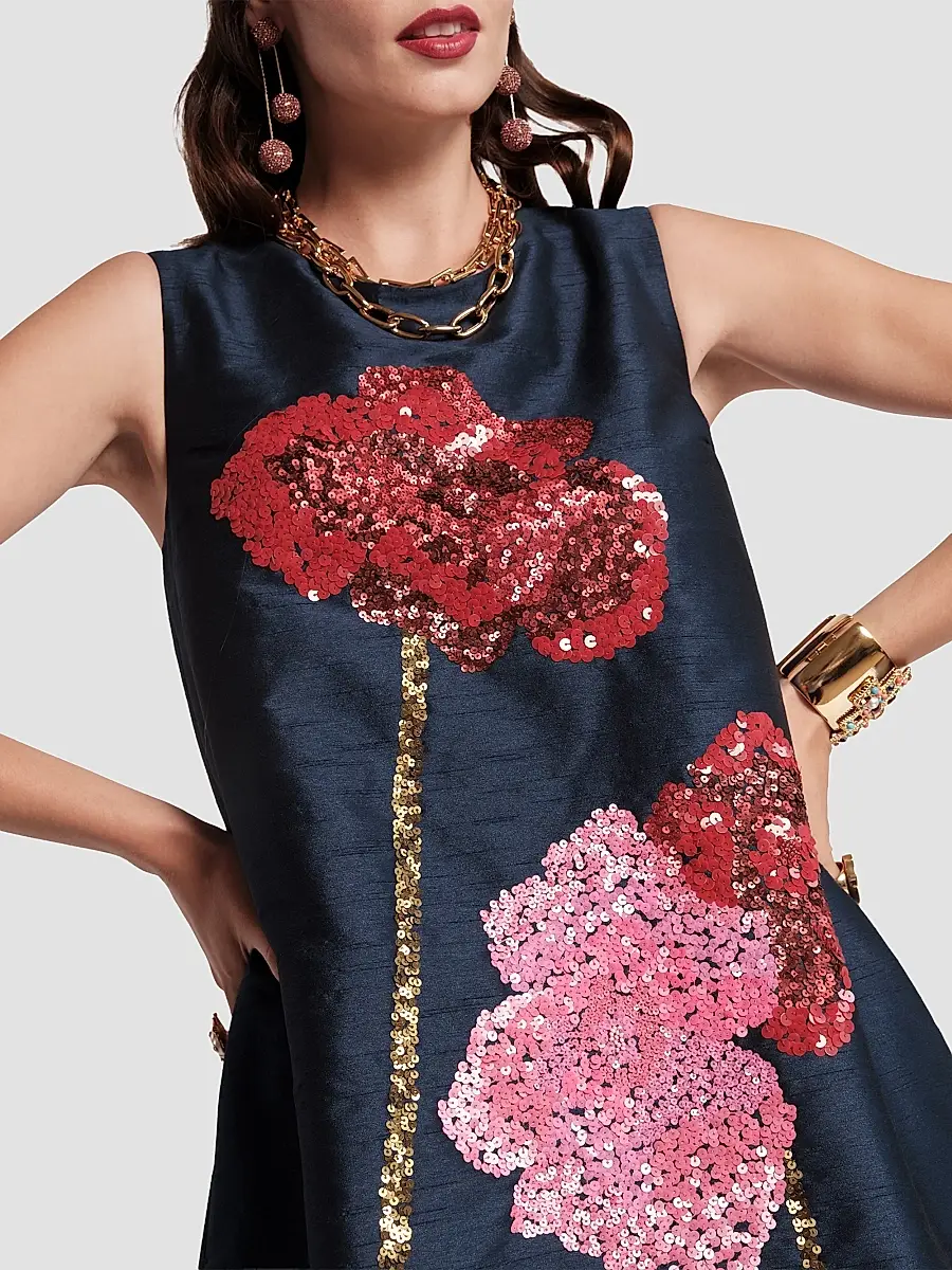 Frances Valentine Women's Alice Sequined Poppy Shift Dress | Thumbnail 4 Frances Valentine Women's Alice Sequined Poppy Shift Dress | Thumbnail 4