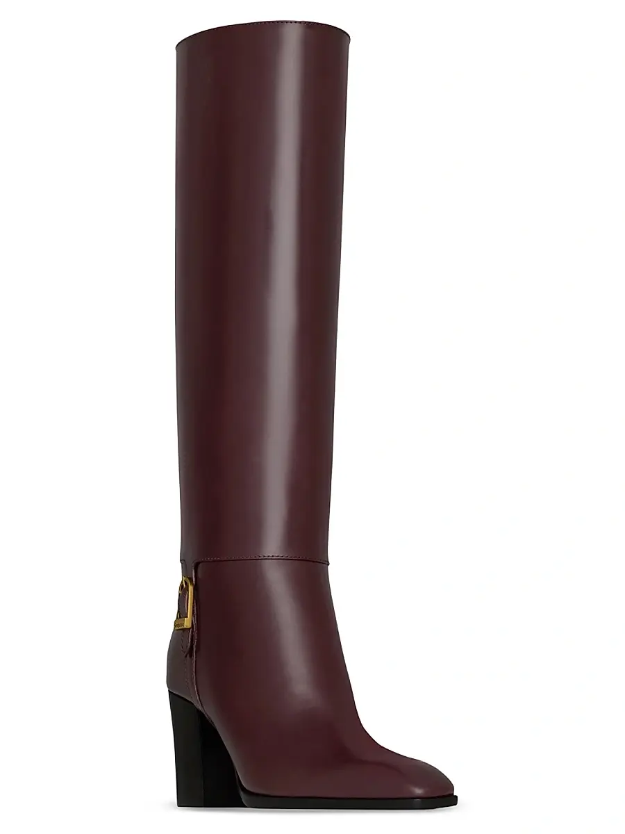Saint Laurent Women's Julia Boots in Smooth Leather - Wine | Thumbnail 2 Saint Laurent Women's Julia Boots in Smooth Leather - Wine | Thumbnail 2