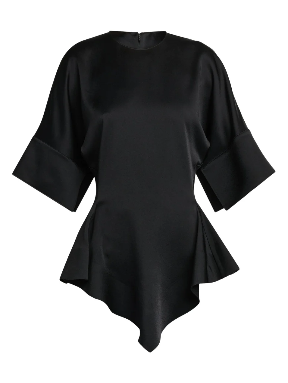 Women's Ruffled Satin Peplum Top