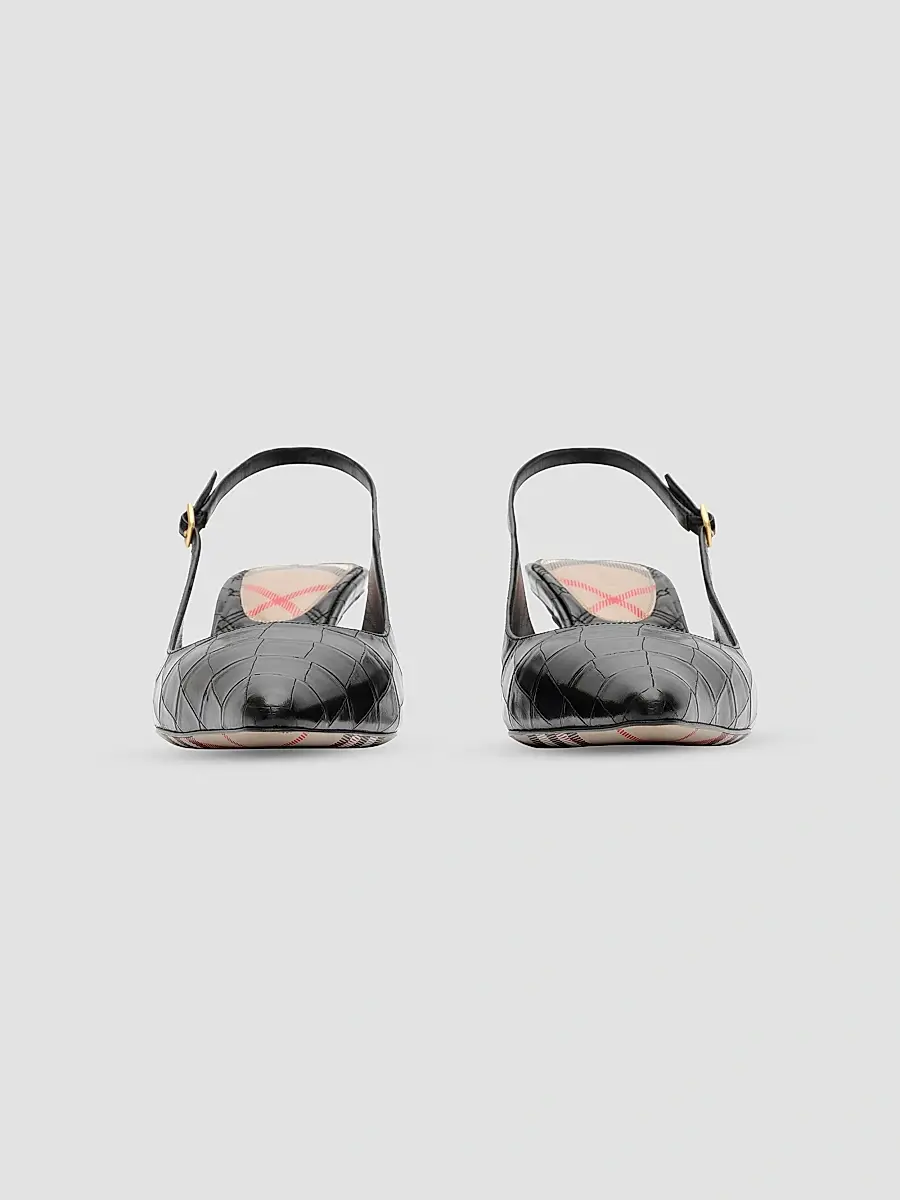 Burberry Women's Dame Crocodile-Embossed Leather Slingback Pumps | Thumbnail 3 Burberry Women's Dame Crocodile-Embossed Leather Slingback Pumps | Thumbnail 3