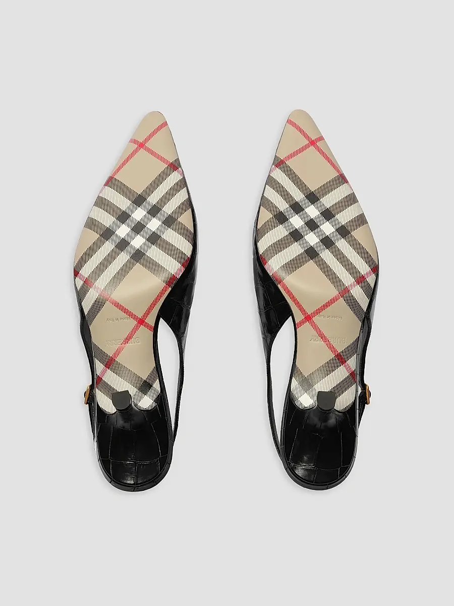Burberry Women's Dame Crocodile-Embossed Leather Slingback Pumps | Thumbnail 5 Burberry Women's Dame Crocodile-Embossed Leather Slingback Pumps | Thumbnail 5