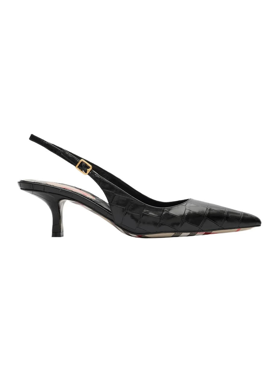 Women's Dame Crocodile-Embossed Leather Slingback Pumps Women's Dame Crocodile-Embossed Leather Slingback Pumps