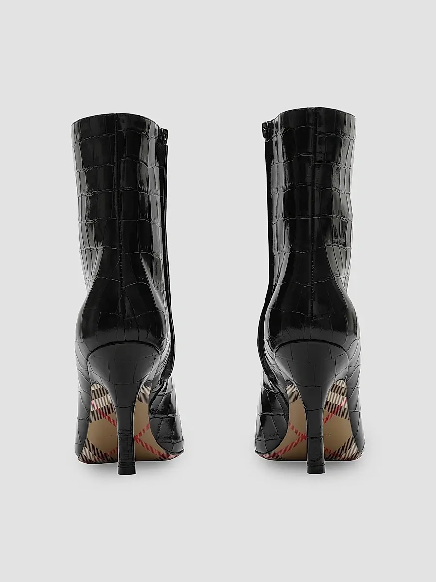 Burberry Women's Dame 90MM Crocodile-Embossed-Leather Ankle Boots | Thumbnail 2 Burberry Women's Dame 90MM Crocodile-Embossed-Leather Ankle Boots | Thumbnail 2