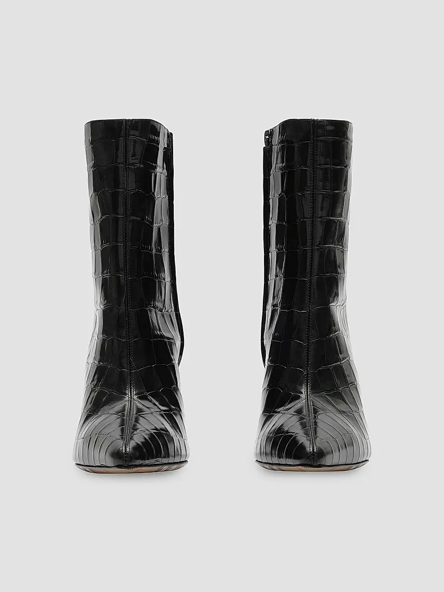 Burberry Women's Dame 90MM Crocodile-Embossed-Leather Ankle Boots | Thumbnail 3 Burberry Women's Dame 90MM Crocodile-Embossed-Leather Ankle Boots | Thumbnail 3
