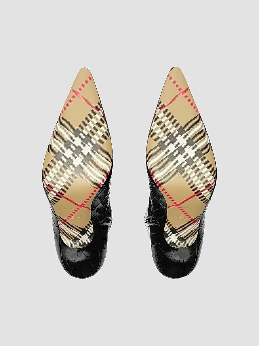 Burberry Women's Dame 90MM Crocodile-Embossed-Leather Ankle Boots | Thumbnail 4 Burberry Women's Dame 90MM Crocodile-Embossed-Leather Ankle Boots | Thumbnail 4
