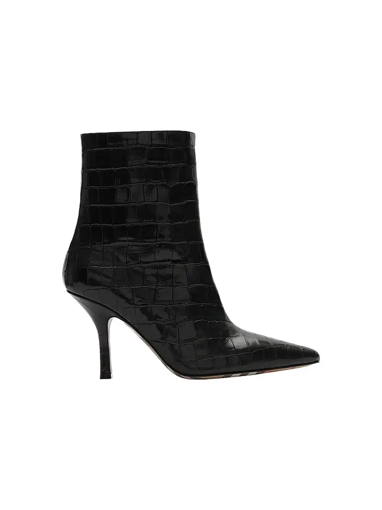 Burberry Women's Dame 90MM Crocodile-Embossed-Leather Ankle Boots - Black - Size 11 | Image 1 Burberry Women's Dame 90MM Crocodile-Embossed-Leather Ankle Boots - Black - Size 11 | Image 1