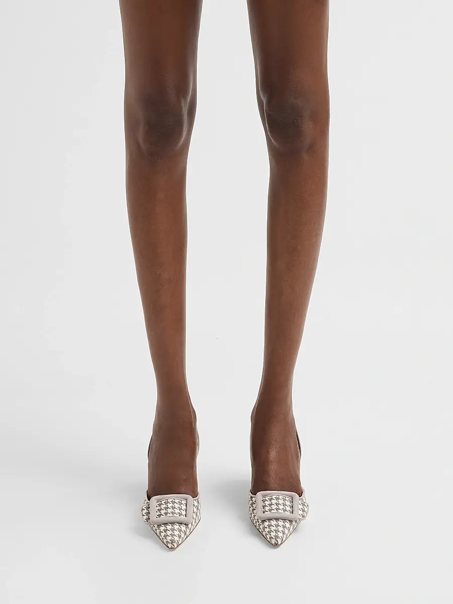 Manolo Blahnik Women's Mayaslibi Houndstooth Slingback Pumps | Thumbnail 2 Manolo Blahnik Women's Mayaslibi Houndstooth Slingback Pumps | Thumbnail 2