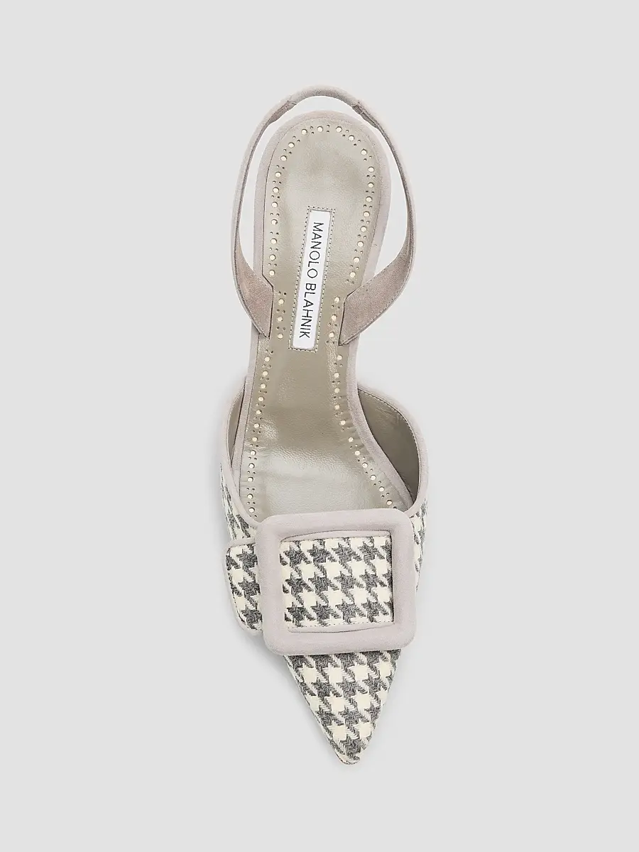 Manolo Blahnik Women's Mayaslibi Houndstooth Slingback Pumps | Thumbnail 5 Manolo Blahnik Women's Mayaslibi Houndstooth Slingback Pumps | Thumbnail 5