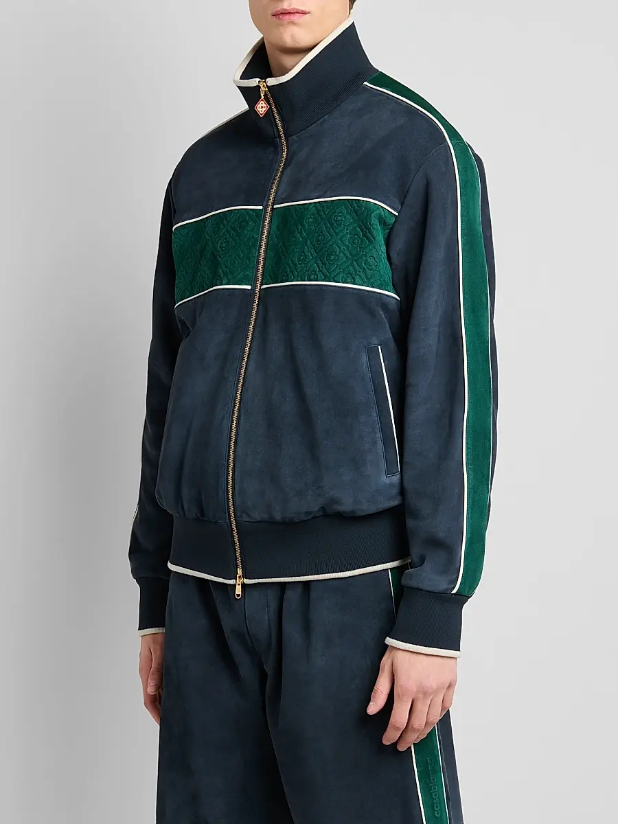 Casablanca Men's Striped Suede Track Jacket | Thumbnail 4 Casablanca Men's Striped Suede Track Jacket | Thumbnail 4
