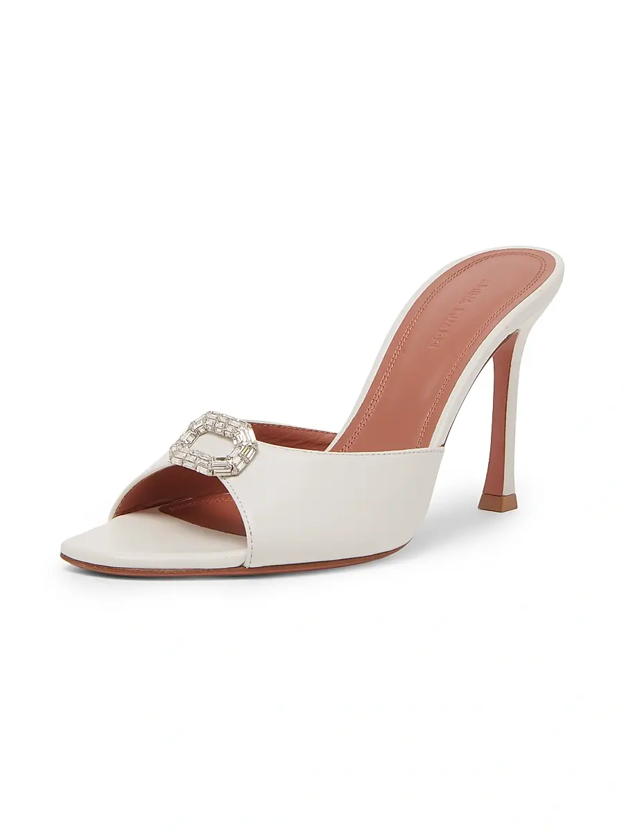 Amina Muaddi Women's Mini Camelia 95MM Crystal-Embellished Leather Mules | Thumbnail 2 Amina Muaddi Women's Mini Camelia 95MM Crystal-Embellished Leather Mules | Thumbnail 2