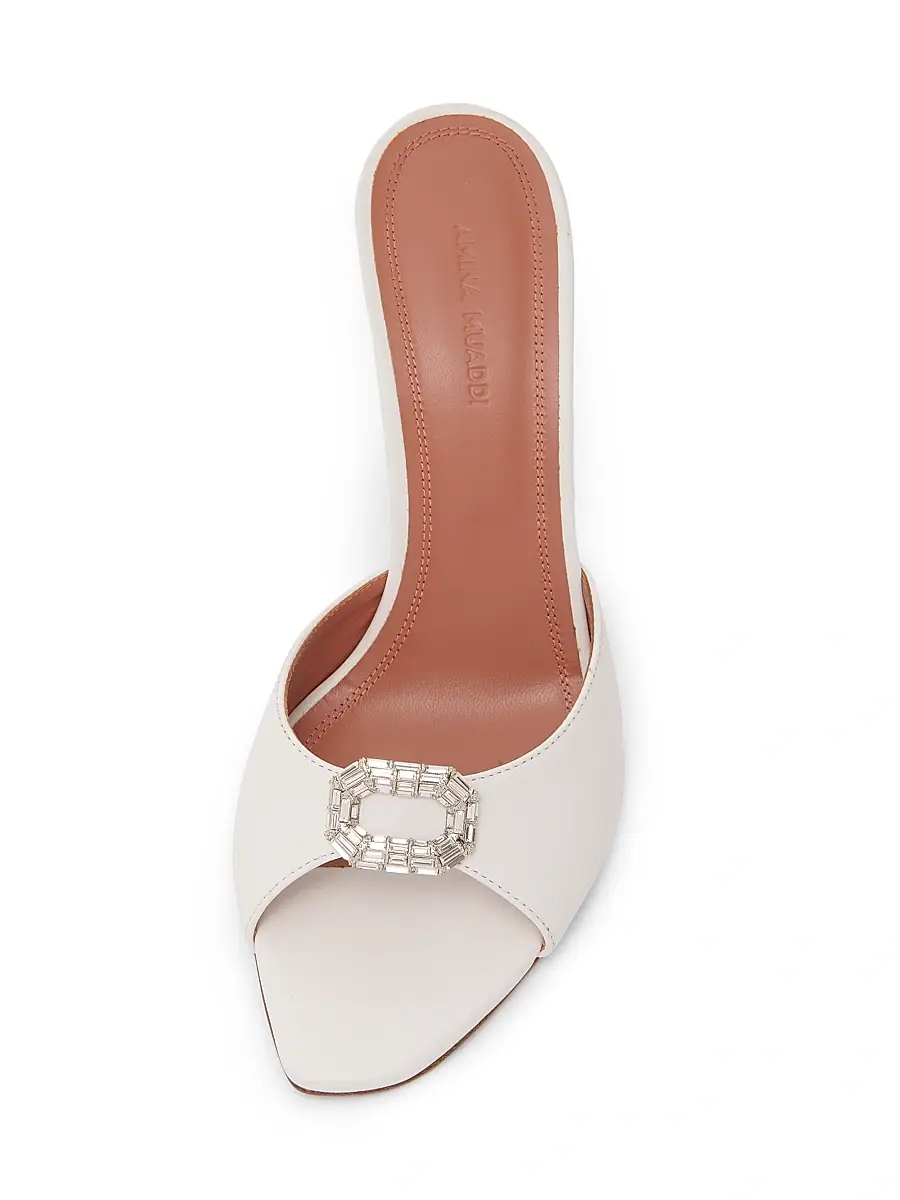Amina Muaddi Women's Mini Camelia 95MM Crystal-Embellished Leather Mules | Thumbnail 4 Amina Muaddi Women's Mini Camelia 95MM Crystal-Embellished Leather Mules | Thumbnail 4