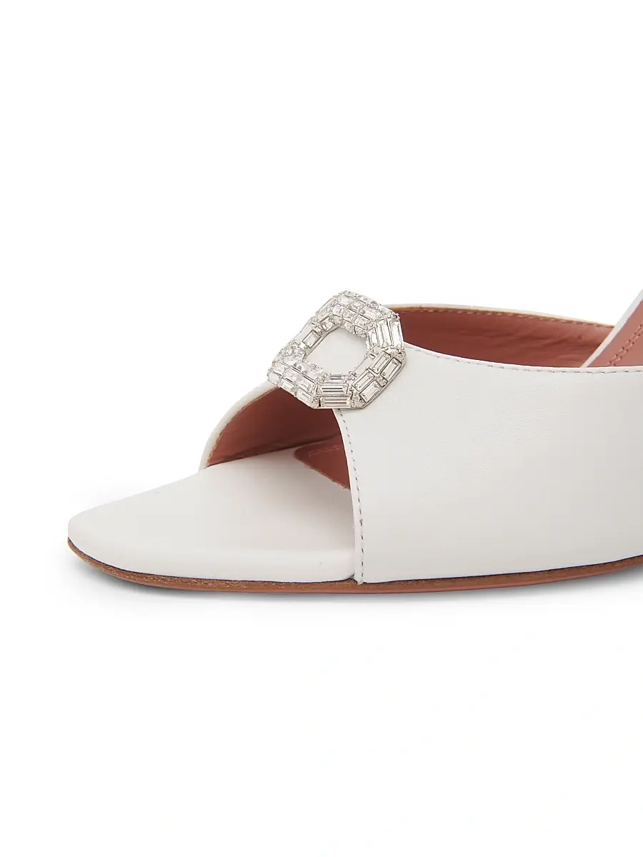 Amina Muaddi Women's Mini Camelia 95MM Crystal-Embellished Leather Mules | Thumbnail 5 Amina Muaddi Women's Mini Camelia 95MM Crystal-Embellished Leather Mules | Thumbnail 5
