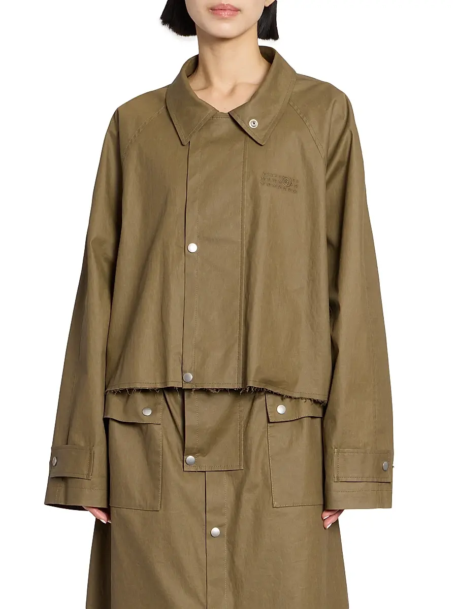 MM6 MAISON MARGIELA Women's Cotton-Blend Short Trench Coat | Thumbnail 3 MM6 MAISON MARGIELA Women's Cotton-Blend Short Trench Coat | Thumbnail 3