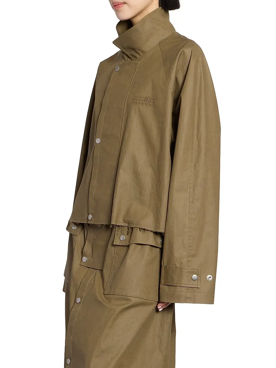 MM6 MAISON MARGIELA Women's Cotton-Blend Short Trench Coat | Thumbnail 4 MM6 MAISON MARGIELA Women's Cotton-Blend Short Trench Coat | Thumbnail 4