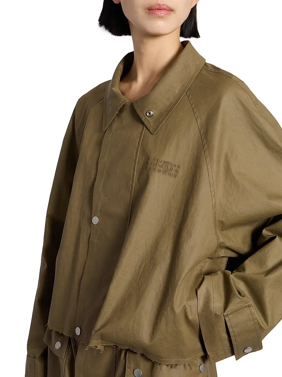MM6 MAISON MARGIELA Women's Cotton-Blend Short Trench Coat | Thumbnail 6 MM6 MAISON MARGIELA Women's Cotton-Blend Short Trench Coat | Thumbnail 6